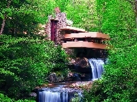 Fallingwater, Wodospad, Wright, Stany, Pensylwania, Lloyd, Dom, Frank, Zjednoczone