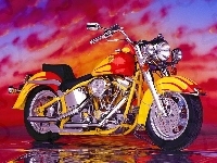 żółto, Harley-Davidson, Czerwony