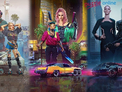 Gra, Postacie, Cyberpunk 2077, Plakat, Pojazdy