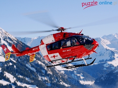 Helikopter, Szwajcaria, Góry, Zima