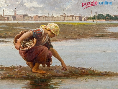 Malarstwo, Antonio Ermolao Paoletti, Obraz, Koszyk, Kobieta